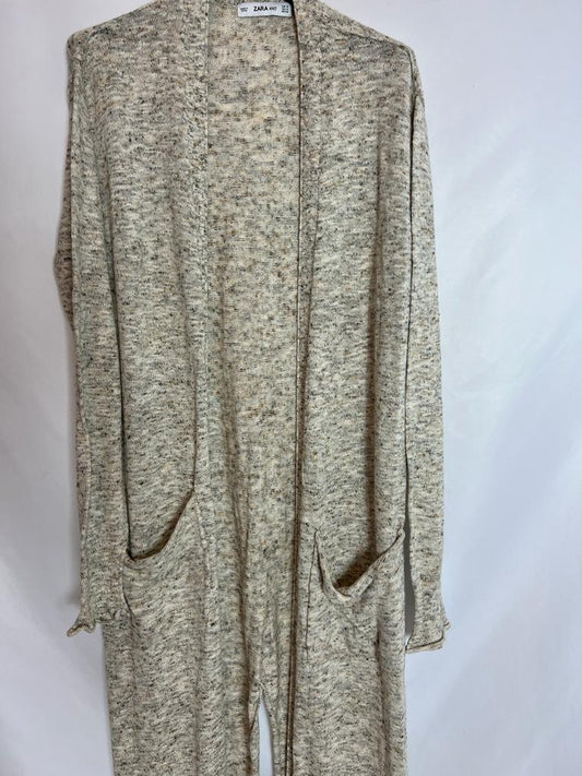 ZARA. Long mottled beige cardigan. M
