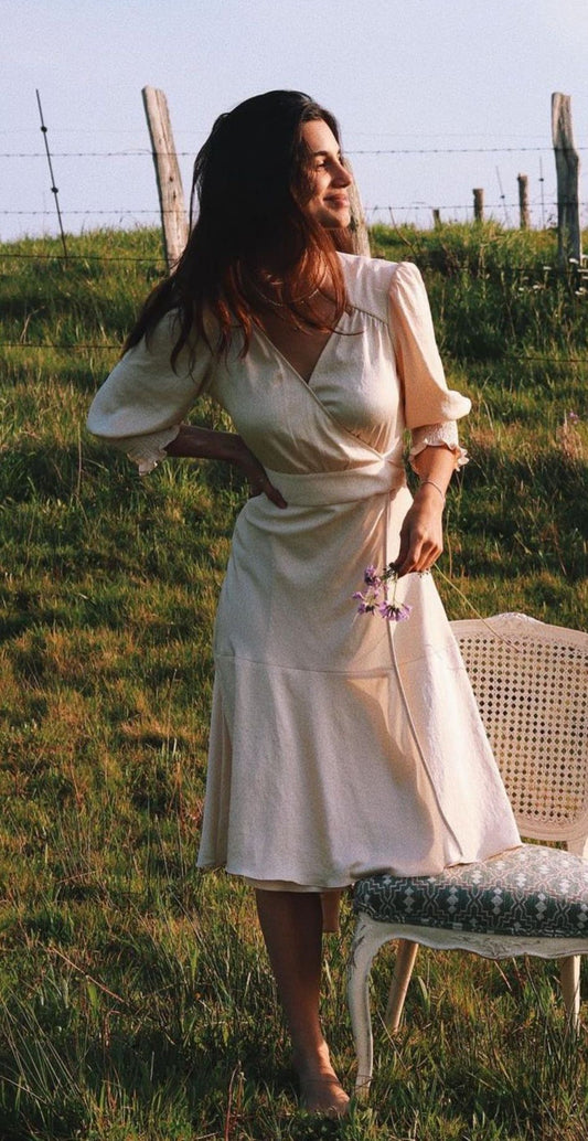 BA&HS. Vestido midi beige  T.s