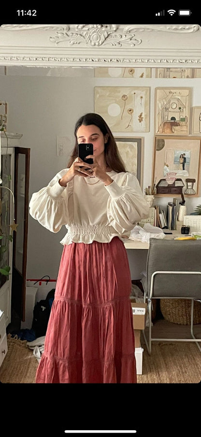 ZARA. Sudadera beige cortita T.s