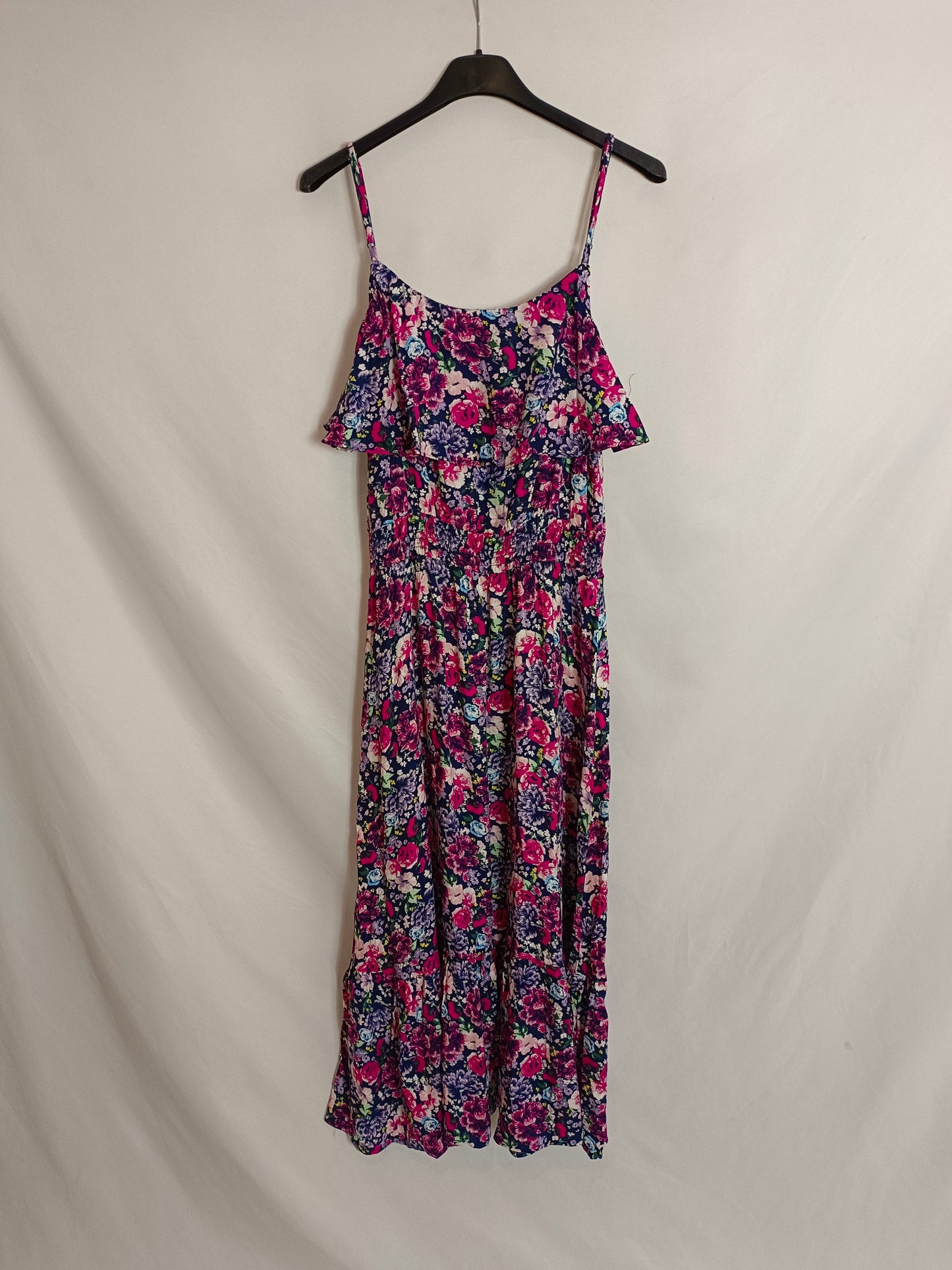 SPRINGFIELD. Vestido largo azul flores T.38