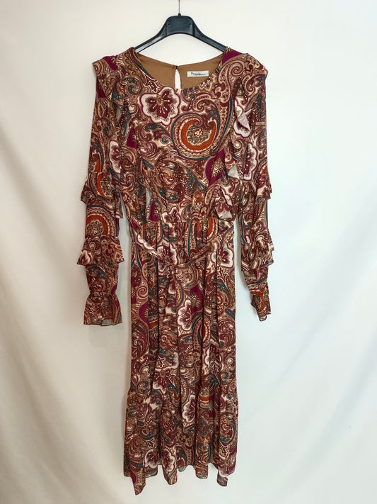 SACHA CLOSET. Vestido burdeos amebas TU(s)