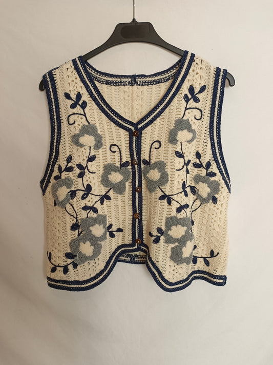 OTRAS. Chaleco beige bordado TU(S)