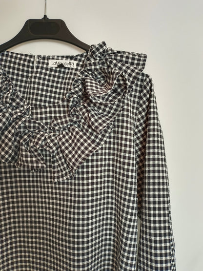LAMAGLIETTA. Black and white checked blouse Tm