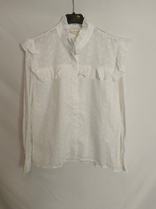 PARIS/64. Camisa blanca troquelada T.s