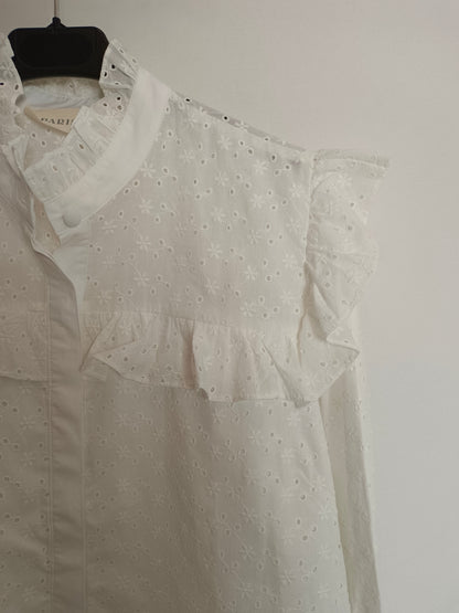 PARIS/64. Camisa blanca troquelada T.s
