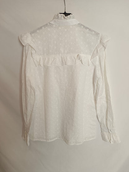 PARIS/64. Camisa blanca troquelada T.s