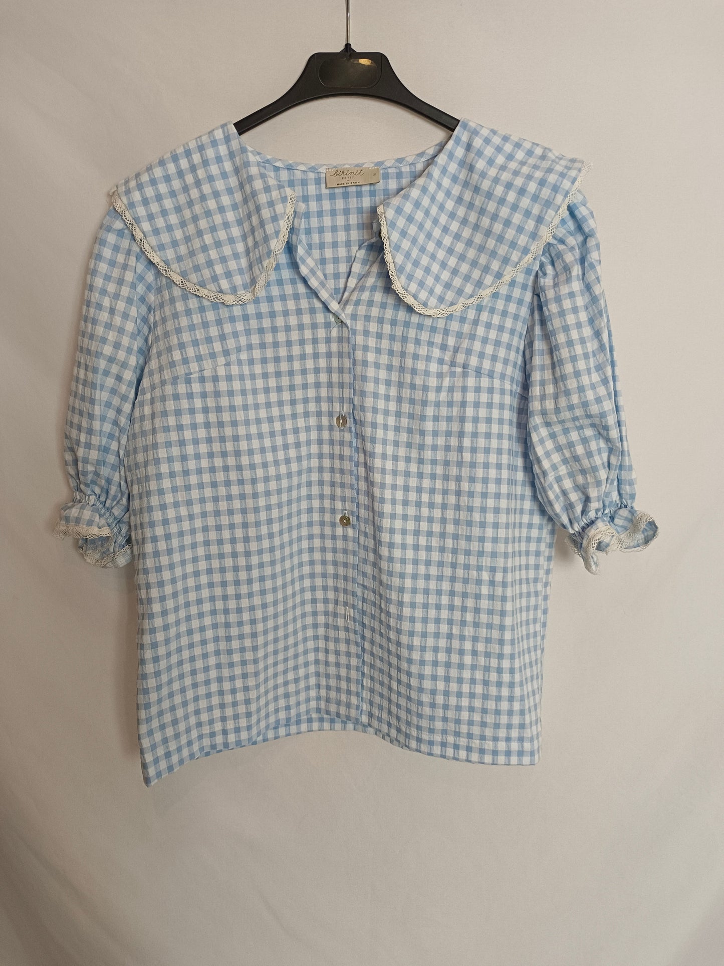 BIRINIT. Blusa azul cuadros T.m