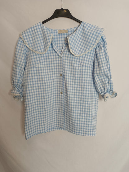 BIRINIT. Blusa azul cuadros T.m