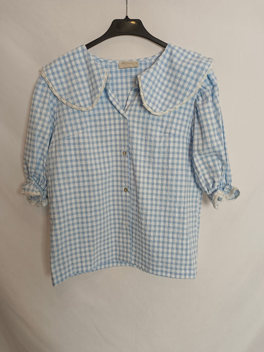 BIRINIT. Blusa azul cuadros T.m