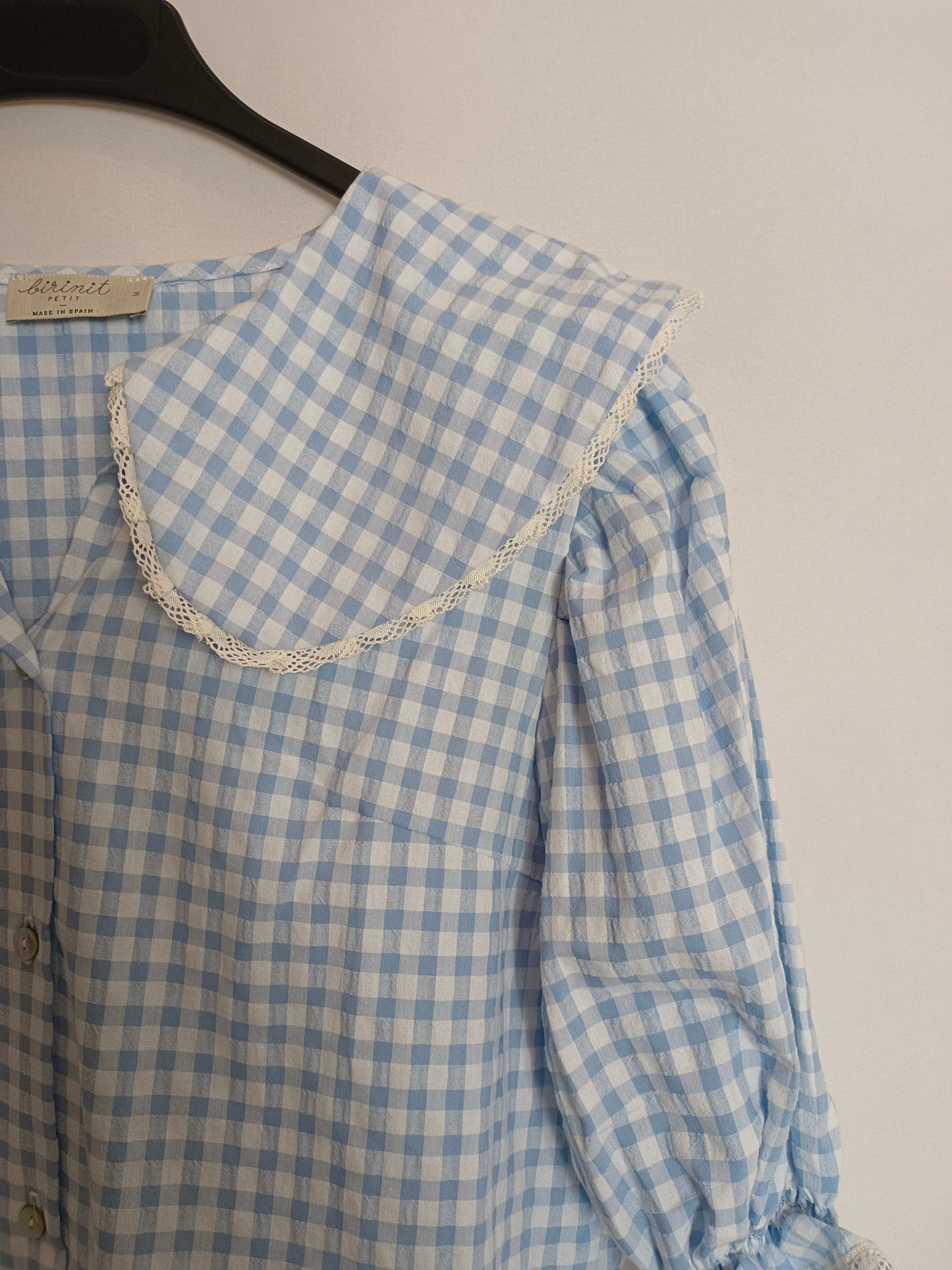 BIRINIT. Blusa azul cuadros T.m