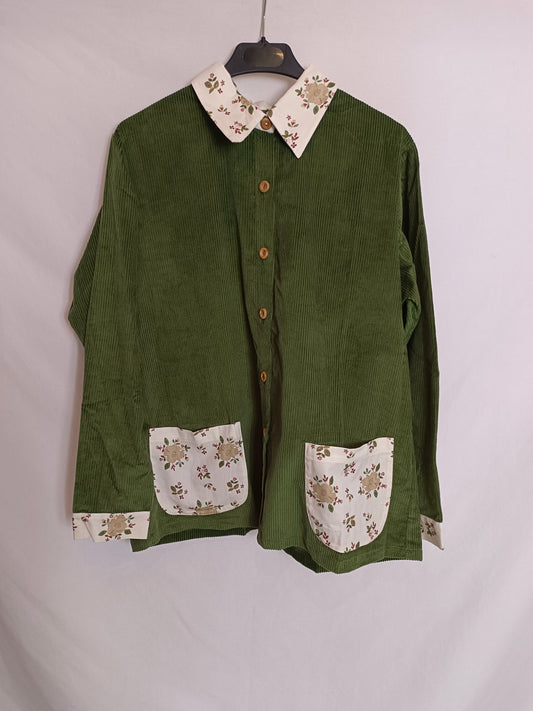 BIRINIT. sobrecamisa pana verde  T.m