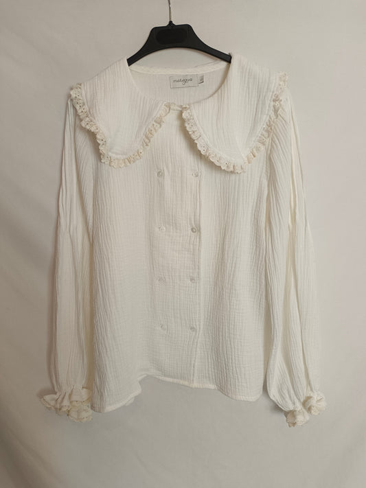 MAROGUA. Blusa blanca bambula T.s