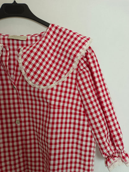 BIRINIT. Blusa roja cuadros T.m