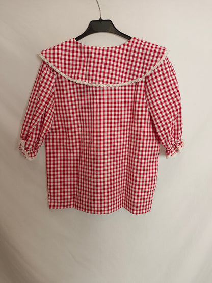 BIRINIT. Blusa roja cuadros T.m