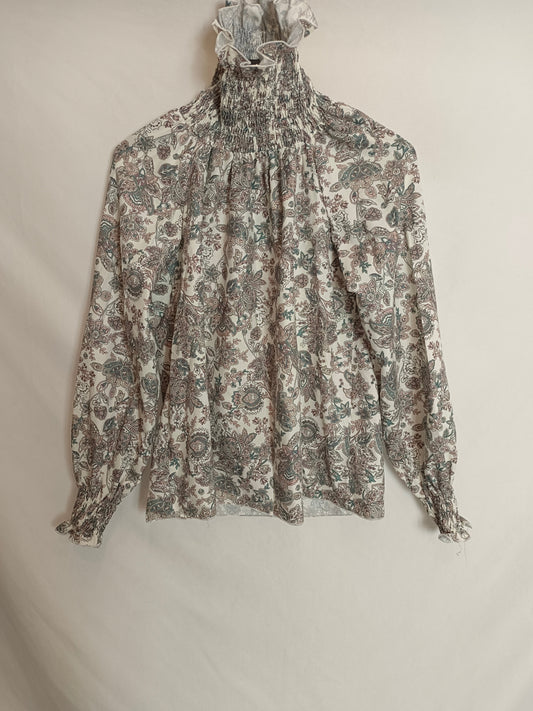 MOHËL. Blusa beige flores T.u(s)