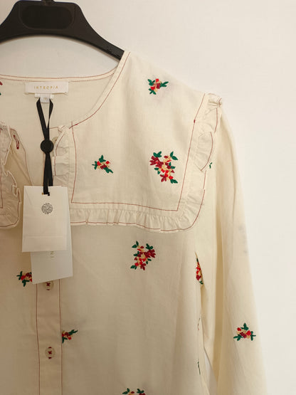 INTROPY. Embroidered beige blouse T.36