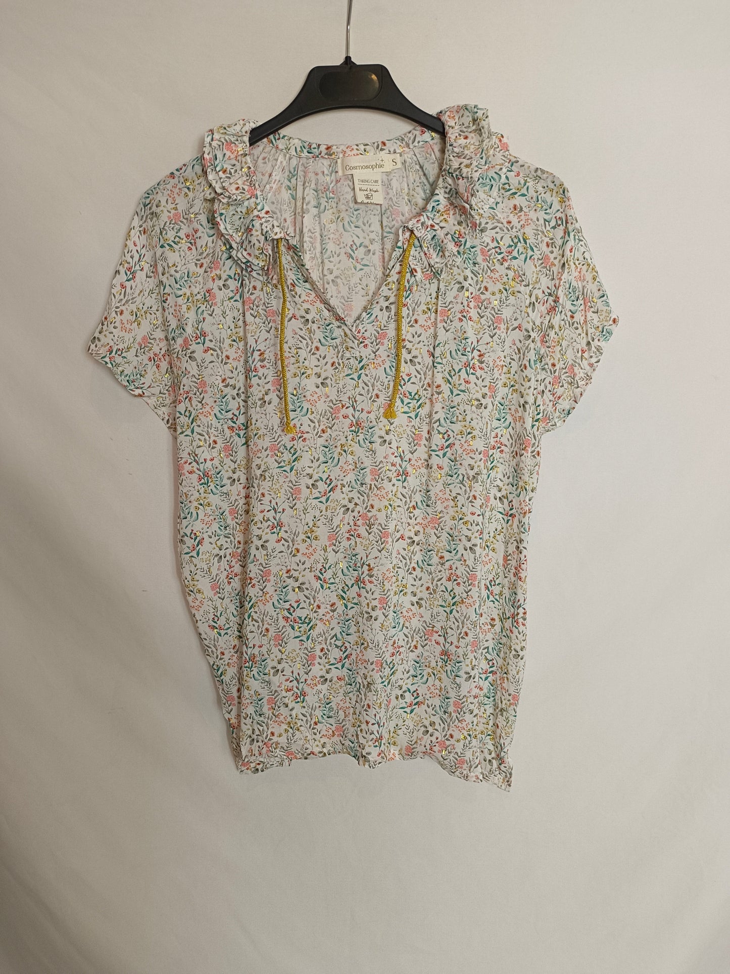COSMOSOPHINE. Blusa blanca florecitas T.s