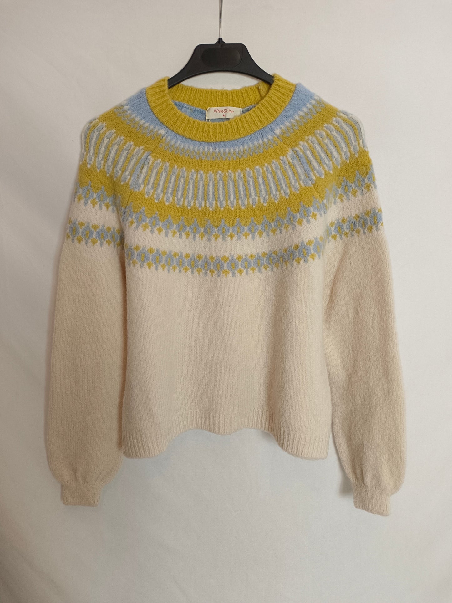 WHITE&ONE. jersey beige dibujo T.s