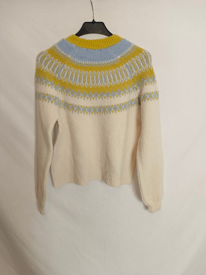 WHITE&ONE. jersey beige dibujo T.s