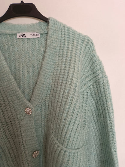 ZARA. Jersey azul botones T.s