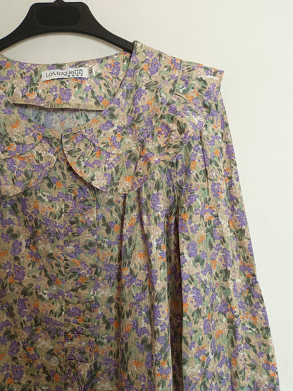 LAMAGLIETTA. Tm beige floral blouse