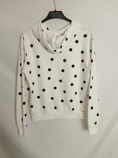 COSMODA.Sudadera blanca lunares negros T.L/XL (M)