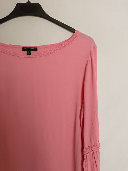 MASSIMO DUTTI. Pink gathered blouse
