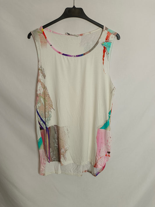 PLEASE. Top beige fluido estampado. T M