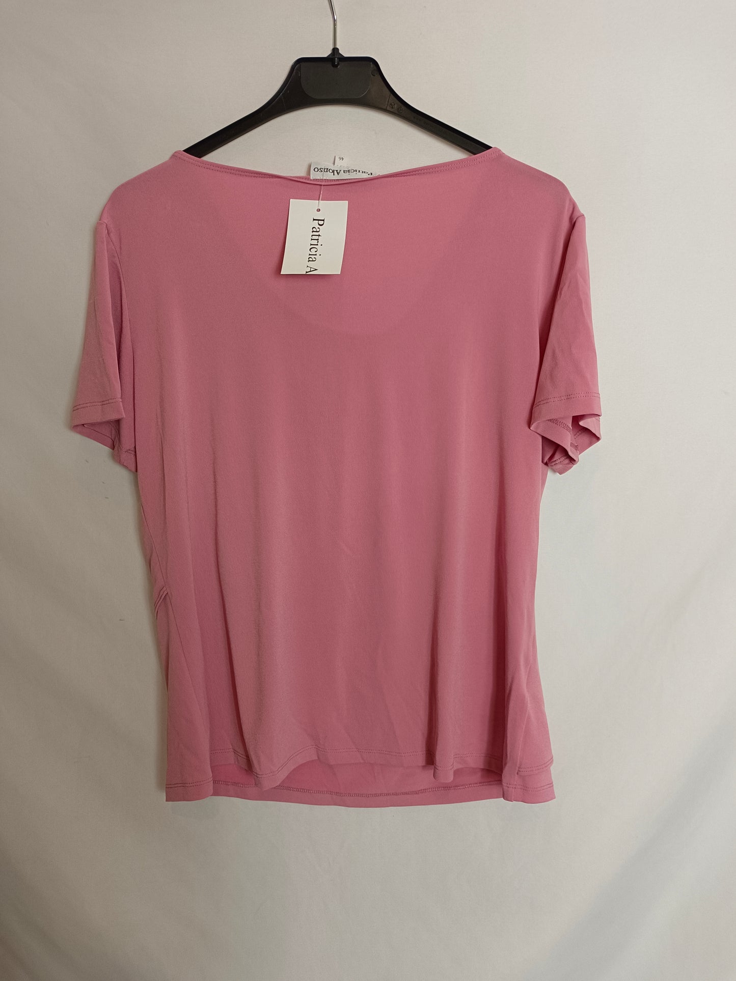PATRICIA ALONSO. Top rosa fluido pedreria. T 46