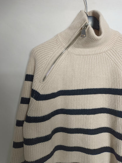 ZARA. Jersey rayas cremallera T.s