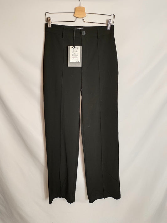 PULL&BEAR. Pantalón ancho negro T.m
