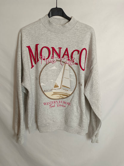 BERSHKA. "Monaco" Ts gray sweatshirt