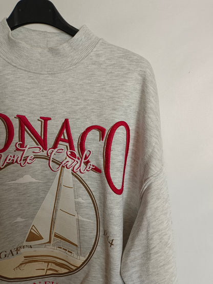 BERSHKA. "Monaco" Ts gray sweatshirt
