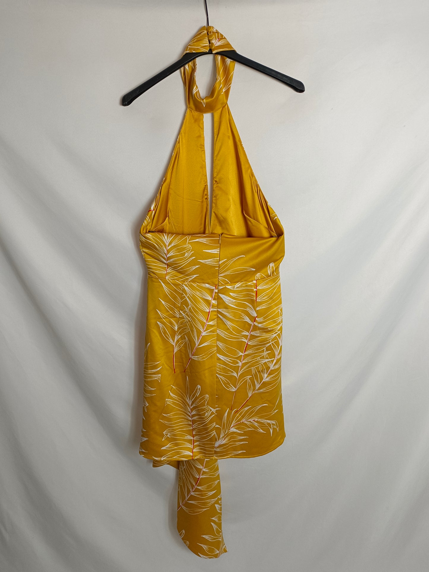 CAMILA COELHO. Vestido mostaza hojas T.S