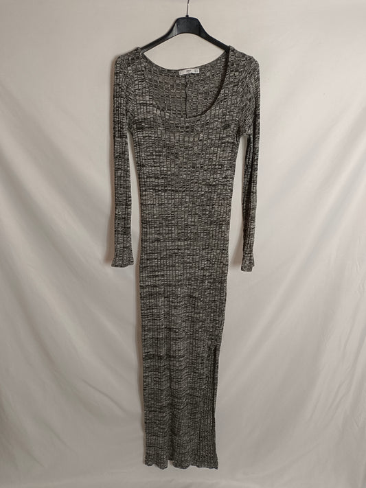 MANGO. Vestido largo gris T.s