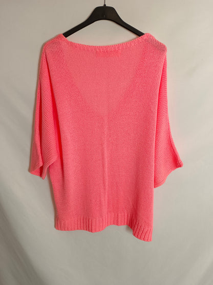 ZARA. Top punto rosa flúor. TM