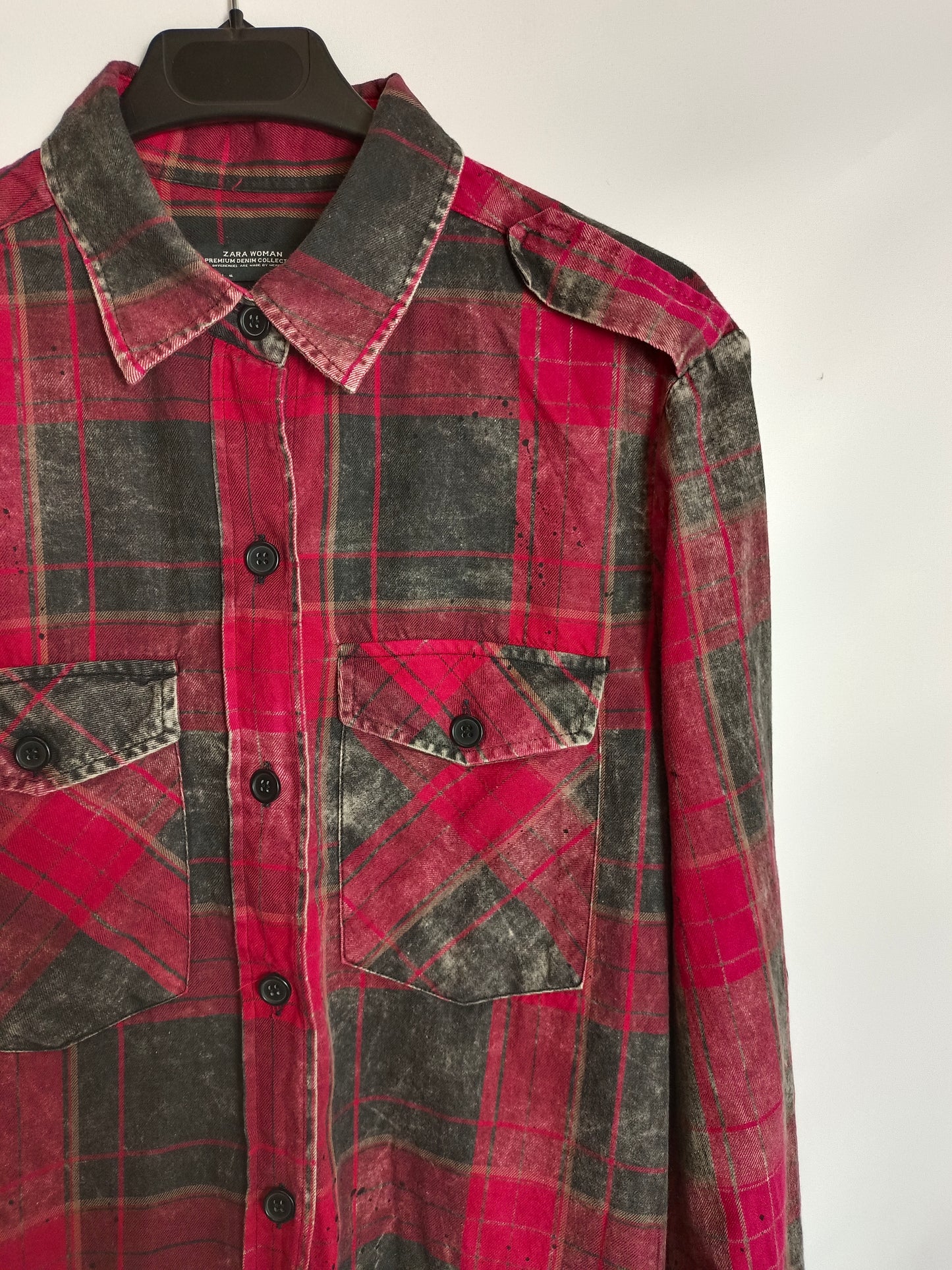 ZARA. Camisa cuadros desgastada T.l