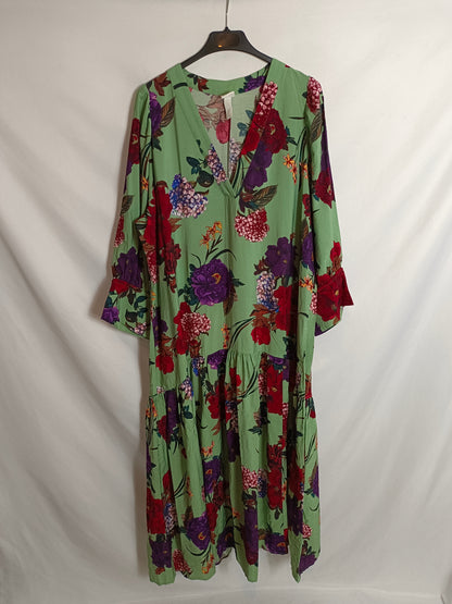 H&M. Vestido largo flores T.m