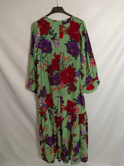 H&M. Vestido largo flores T.m