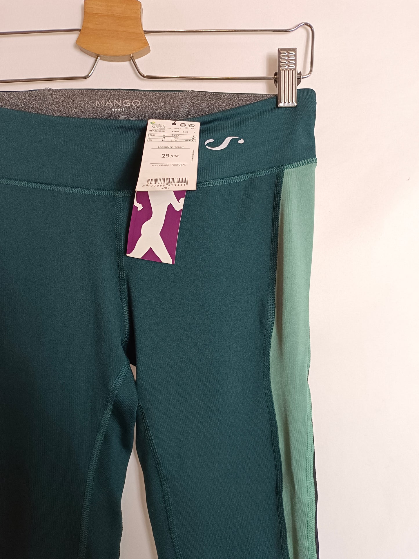MANGO. Leggins verde deporte T.m