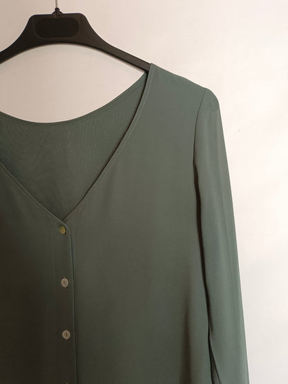 BIMANI. Blusa verde botones T.s