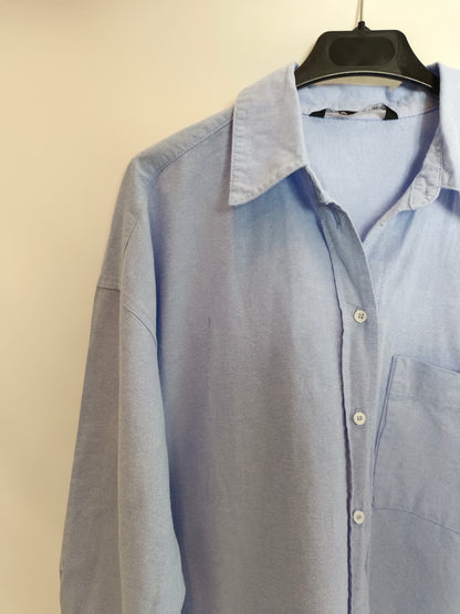 ZARA. Camisa Oxford azul T.s