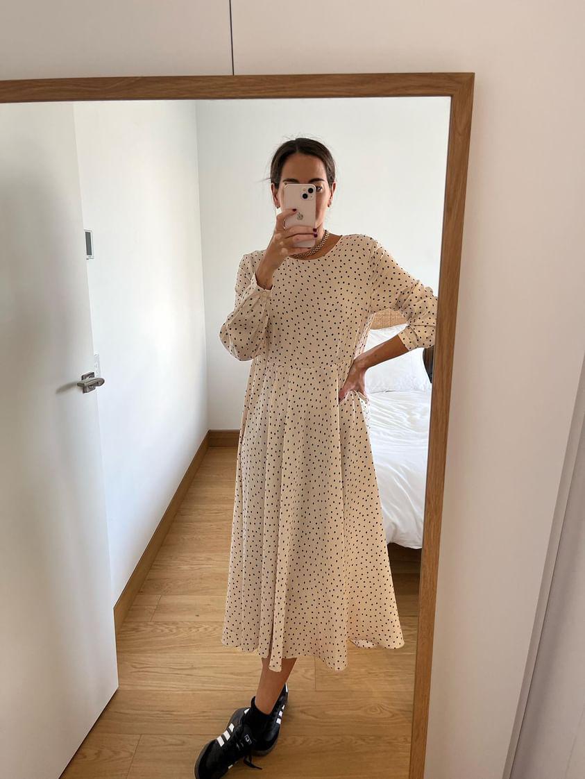 ZARA. Vestido midi lunares T.xs