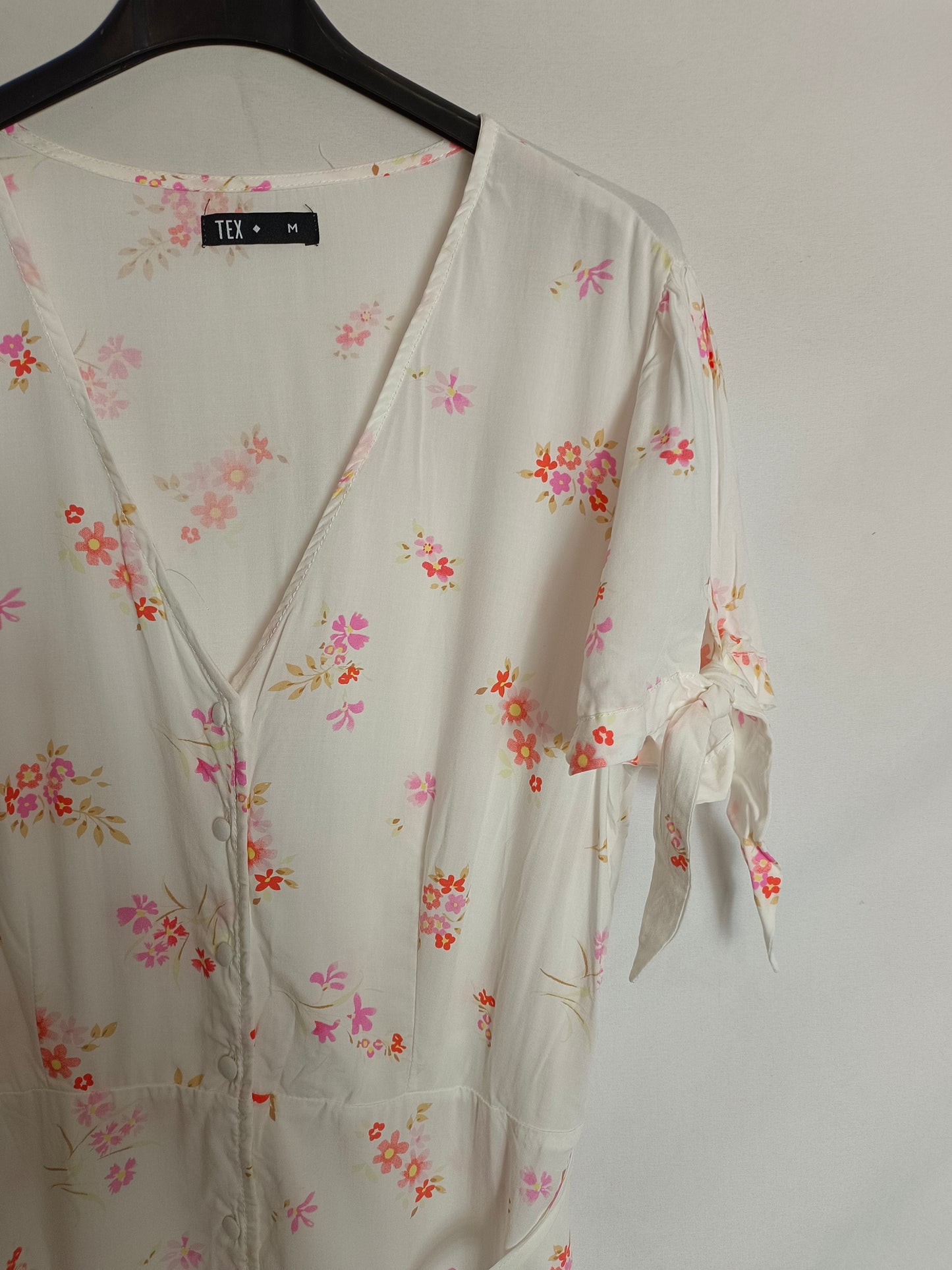 TEX. Vestido midi blanco flores T.m