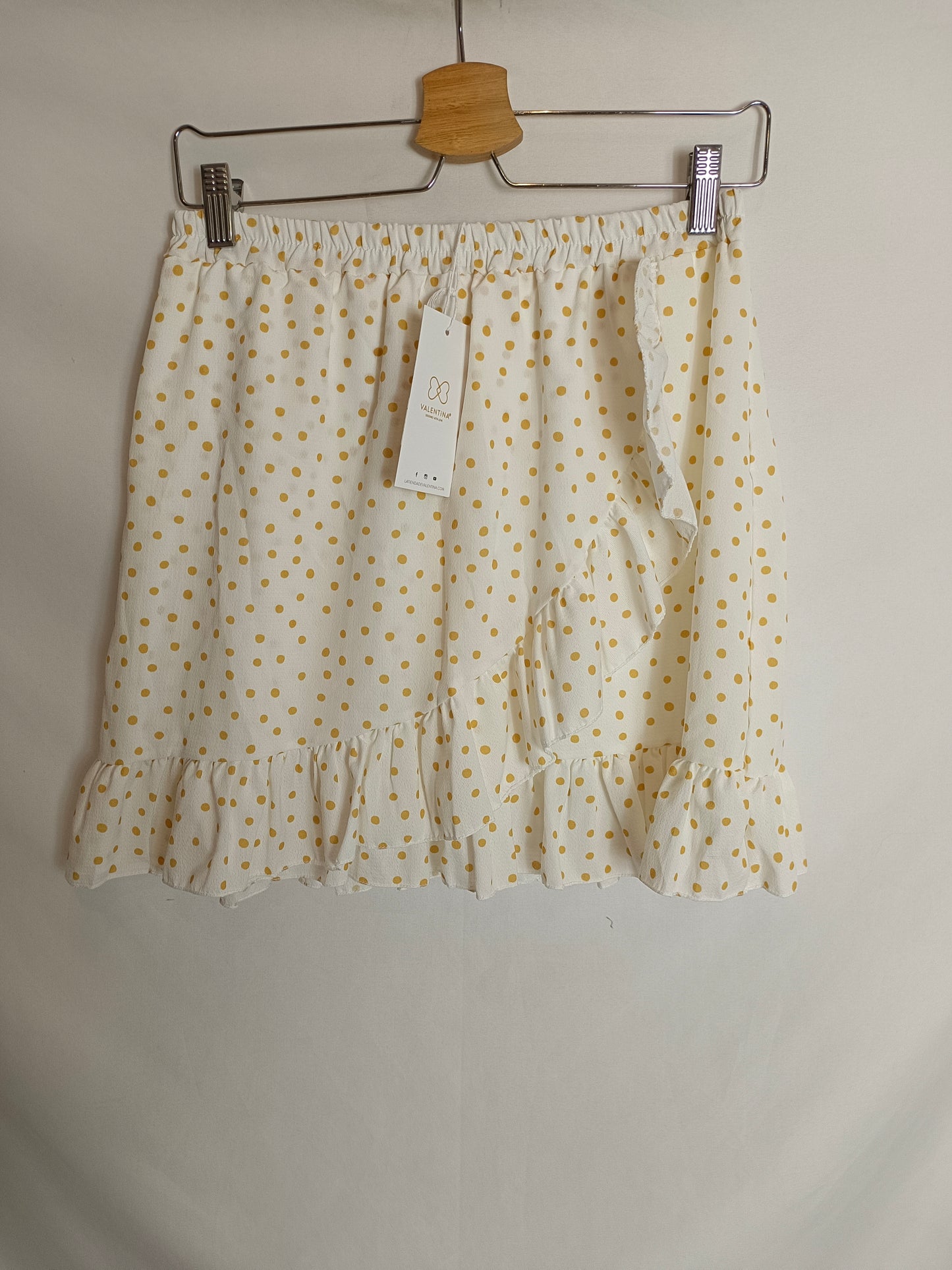 VALENTINA.Falda blanca lunares T.m