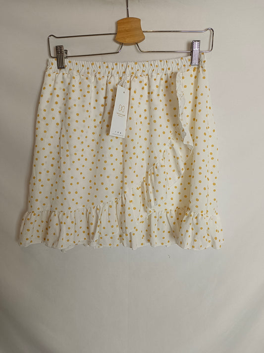 VALENTINA.Falda blanca lunares T.m