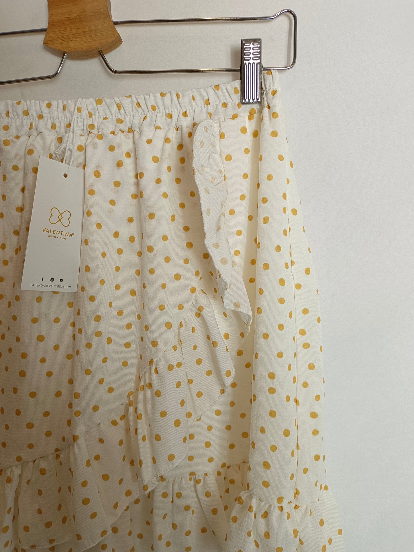 VALENTINA.Falda blanca lunares T.m