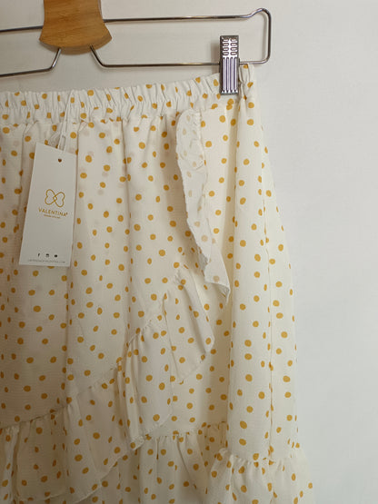 VALENTINA.Falda blanca lunares T.m