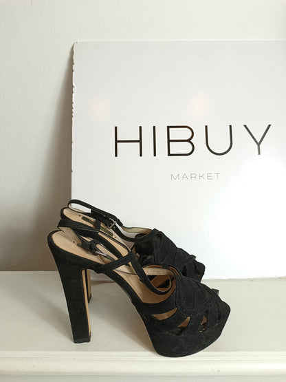 ZARA. Black sandals, heel size 37