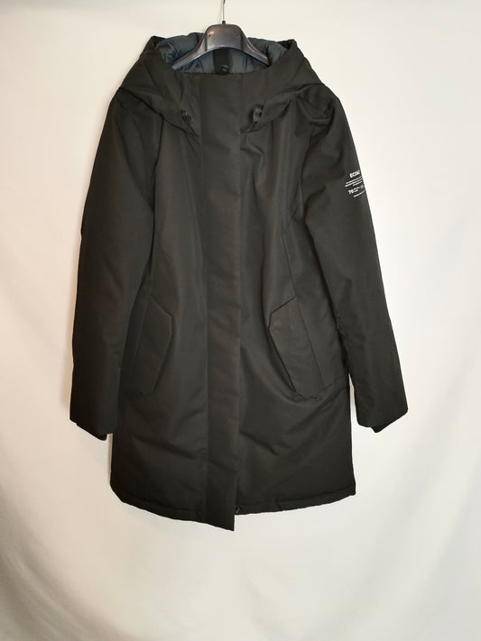 ECOALF. Abrigo negro parka T.s